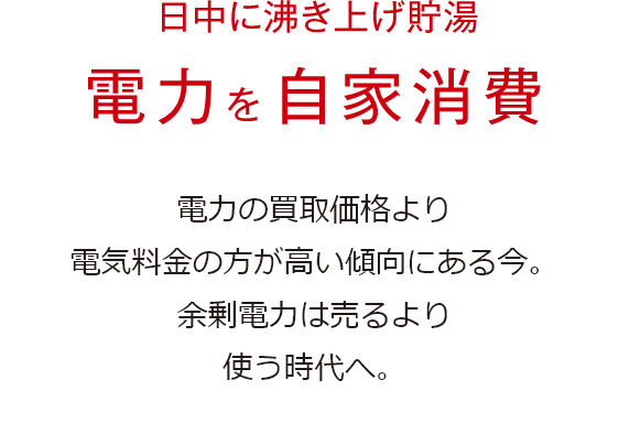 日中に湧き上げ貯湯 電力を自家消費