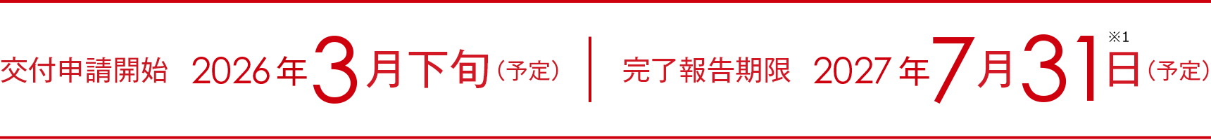 甲府申請開始 2025年3月下旬（予定）／完了報告期限 2026年7月31日（予定）※1