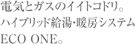 電気とガスのイイトコドリ。
ハイブリッド給湯・暖房システムECO ONE。